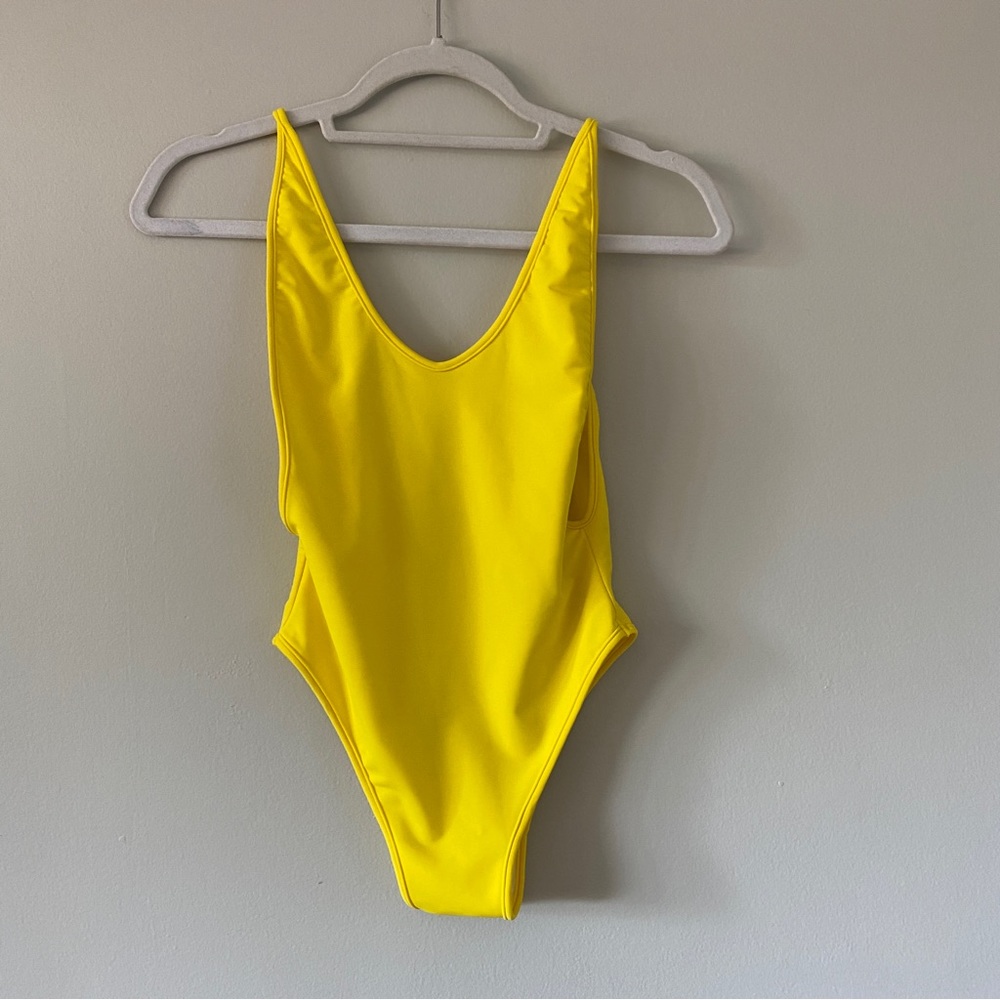 Bright Yellow Cut Out Swimsuit